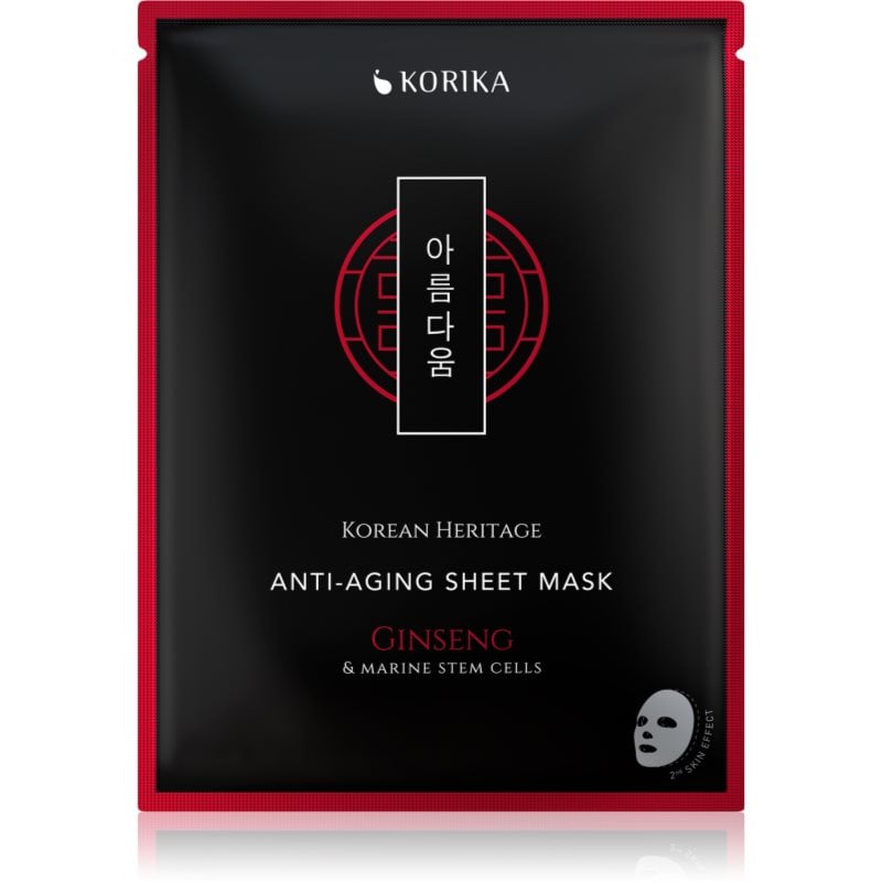 KORIKA Korean Heritage Red Ginseng & Adenosine Anti-aging Sheet Mask платнена маска против бръчки